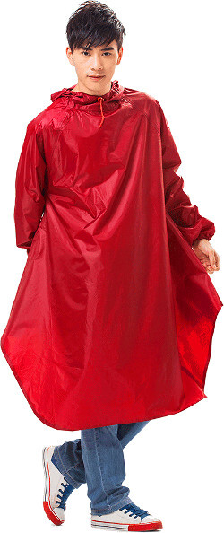 poncho cycling cape red with long sleeves